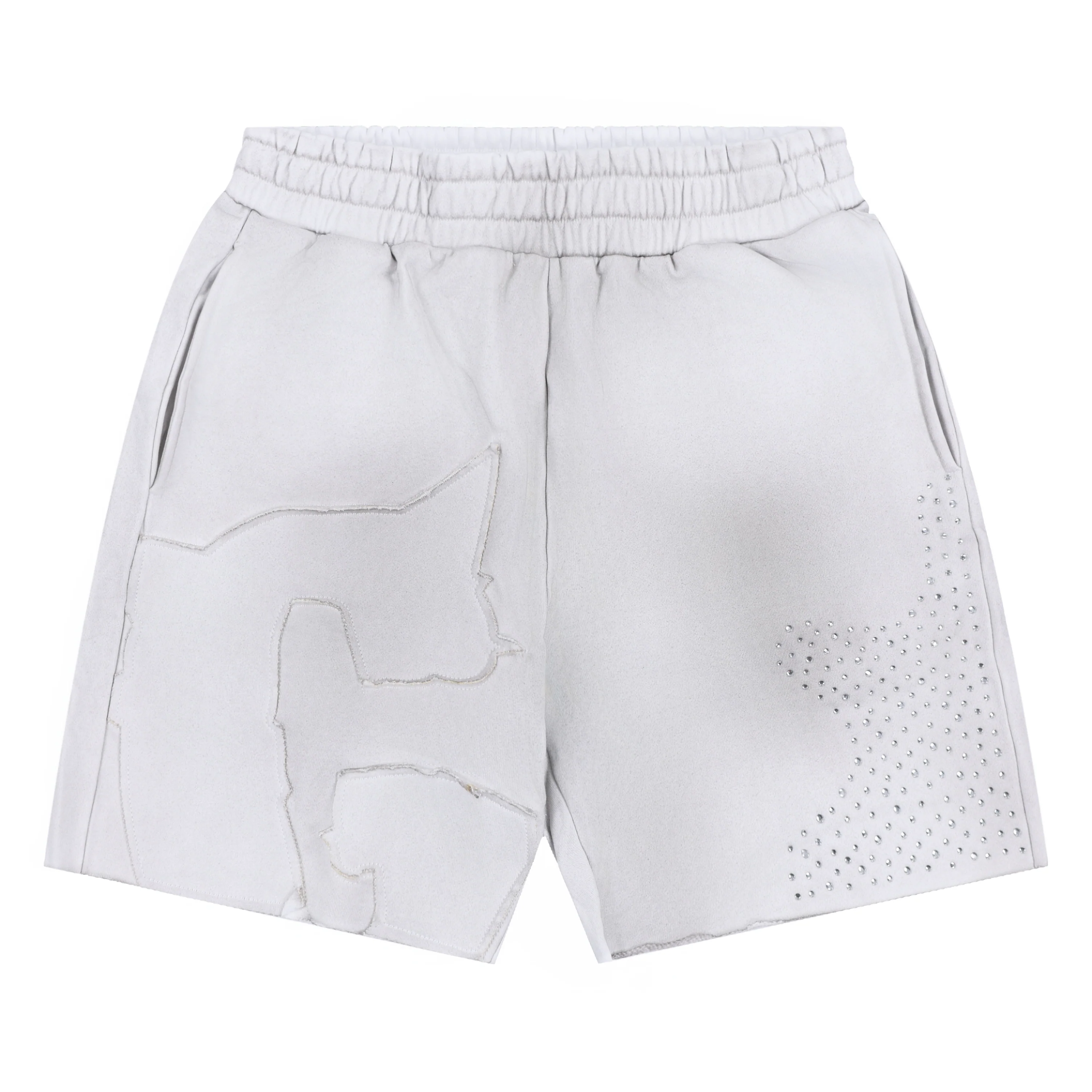 Glo Man Rhinestone Shorts (Dirty White)